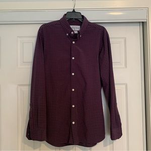 Mizzen+Main Leeward Collection Dark Red Check Button-Up Shirt Large Trim